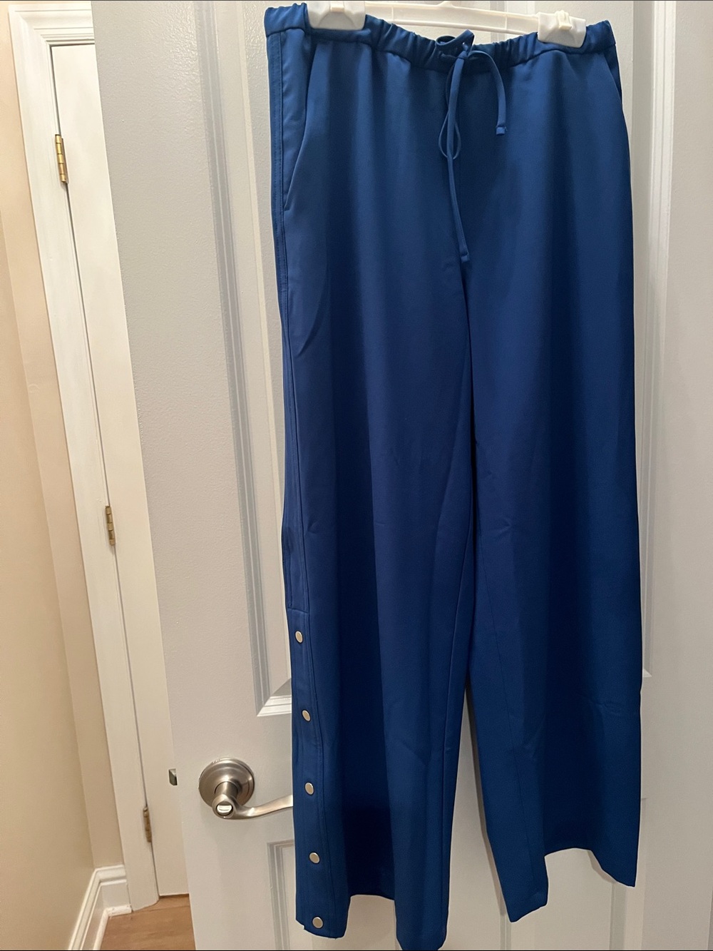 Athleta Royal Blue Drawstring Snap-Trim Joggers